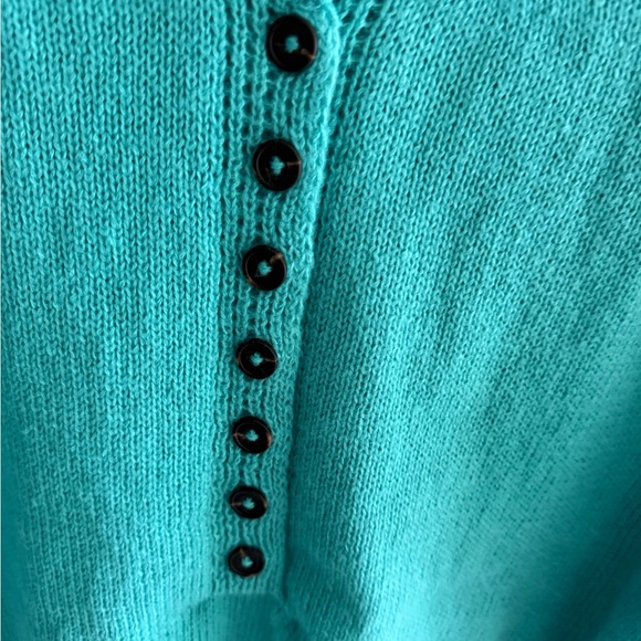 Teal Suede/Leather Button up Top